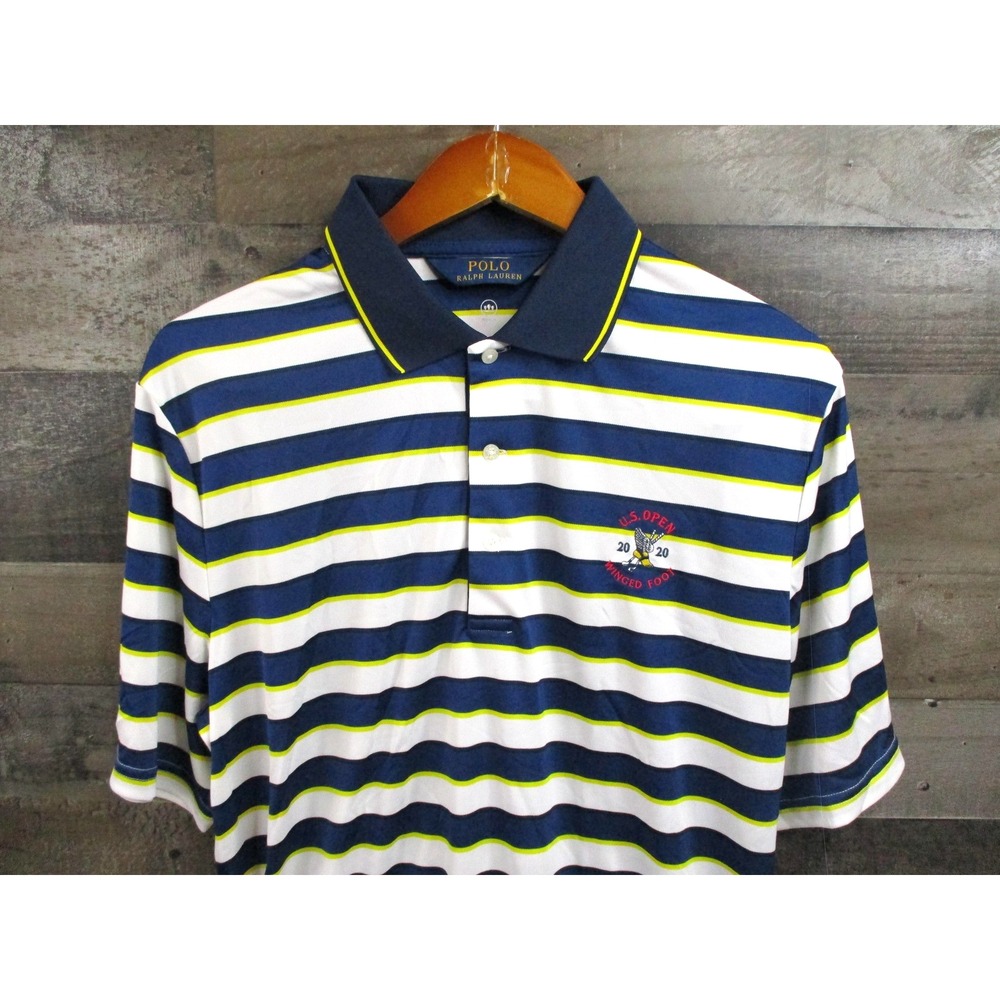 Ralph Lauren Polo Shirt Mens Large Striped US Open 2020 Winged Foot Golf